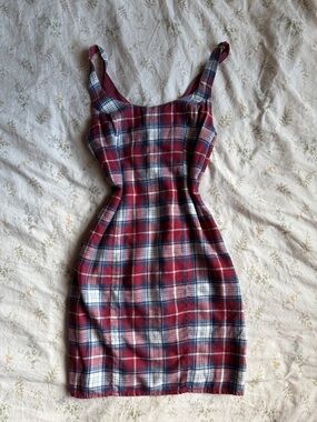 100% cotton tartan/gingham berry mini dress Abercrombie & fitch size XS